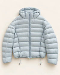 Eisblaue gesteppte Pufferjacke mit Kapuze